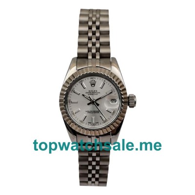 UK AAA Rolex Lady-Datejust 179174 26 MM Silver Dials Women Replica Watches