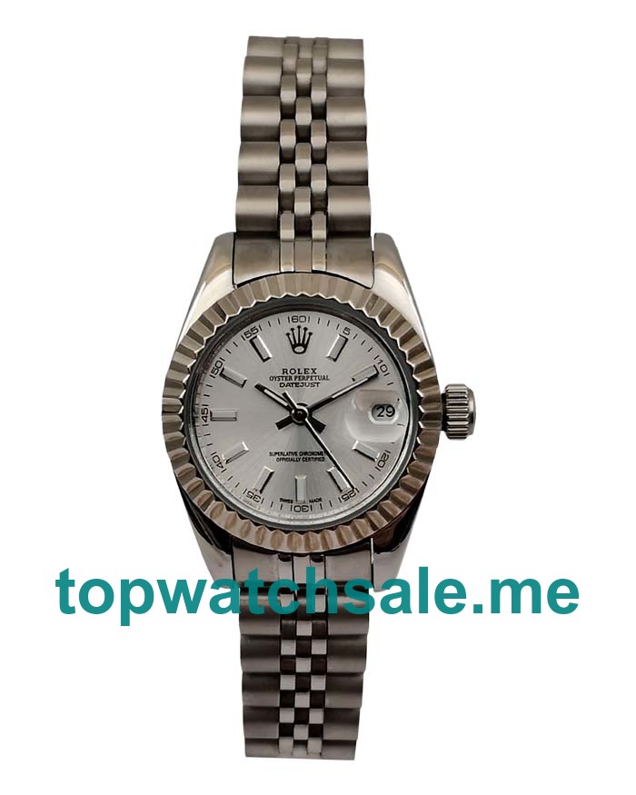 UK AAA Rolex Lady-Datejust 179174 26 MM Silver Dials Women Replica Watches