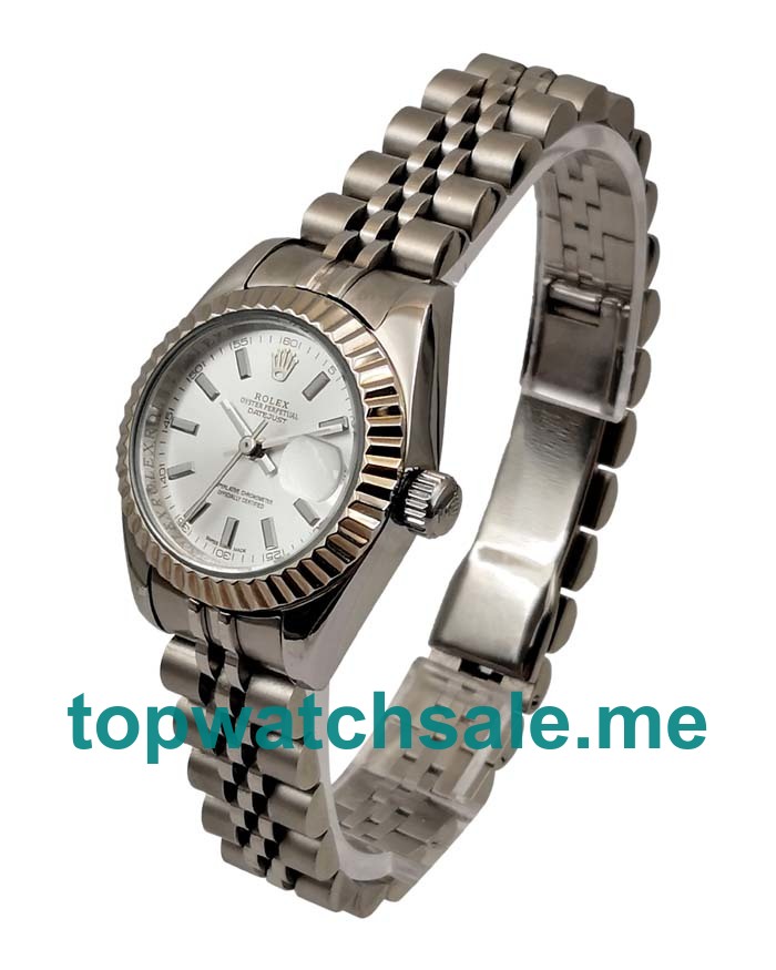 UK AAA Rolex Lady-Datejust 179174 26 MM Silver Dials Women Replica Watches