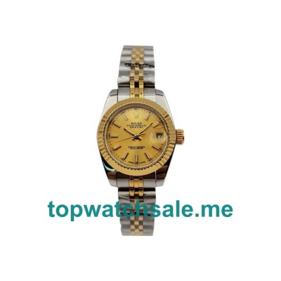 UK AAA Rolex Lady-Datejust 179173 26 MM Champagne Dials Women Replica Watches