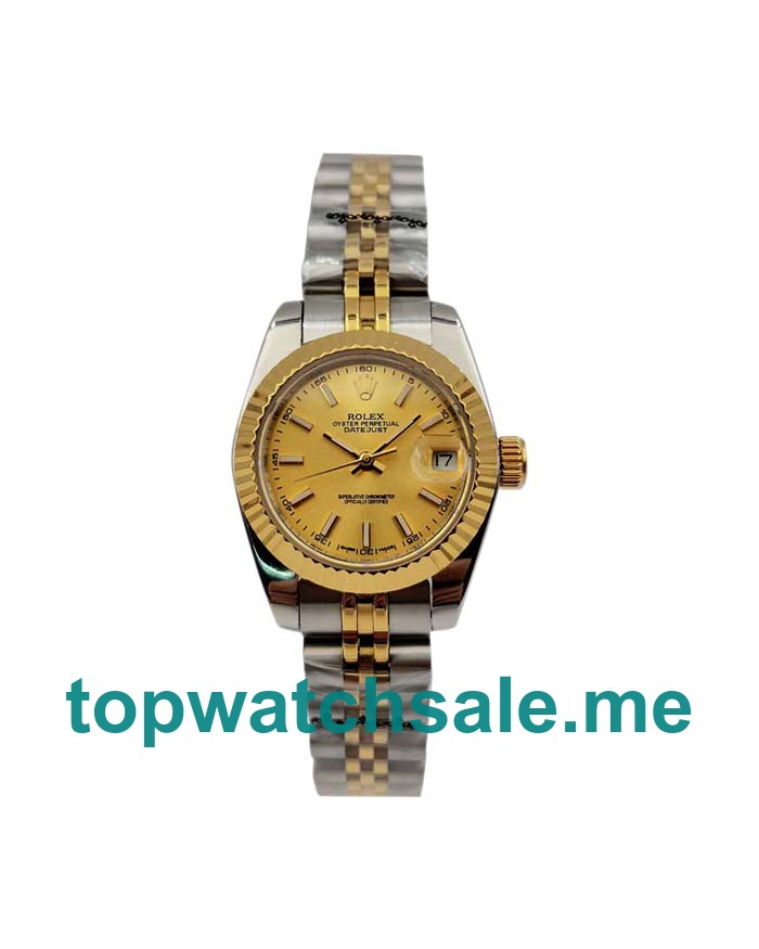 UK AAA Rolex Lady-Datejust 179173 26 MM Champagne Dials Women Replica Watches