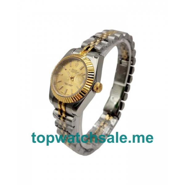 UK AAA Rolex Lady-Datejust 179173 26 MM Champagne Dials Women Replica Watches