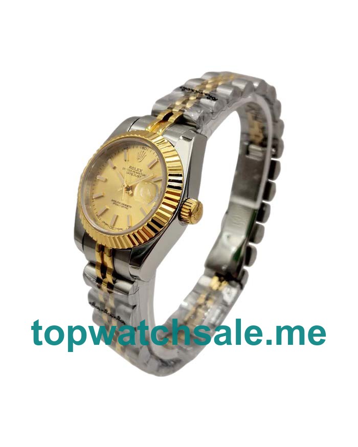 UK AAA Rolex Lady-Datejust 179173 26 MM Champagne Dials Women Replica Watches