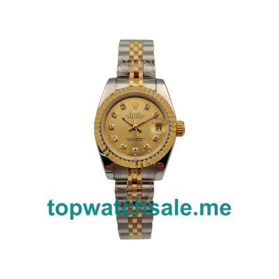 UK AAA Rolex Lady-Datejust 69173 26 MM Champagne Dials Women Replica Watches