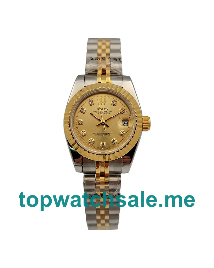 UK AAA Rolex Lady-Datejust 69173 26 MM Champagne Dials Women Replica Watches