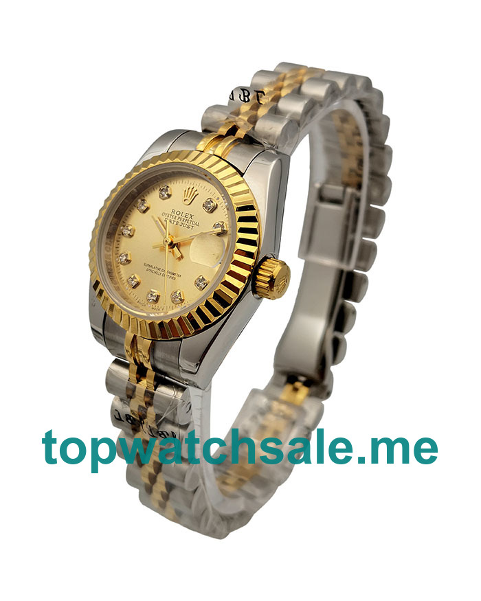 UK AAA Rolex Lady-Datejust 69173 26 MM Champagne Dials Women Replica Watches