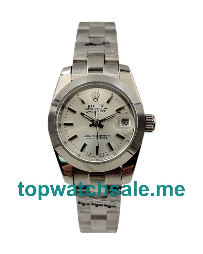 UK AAA Rolex Lady-Datejust 67180 26 MM Silver Dials Women Replica Watches