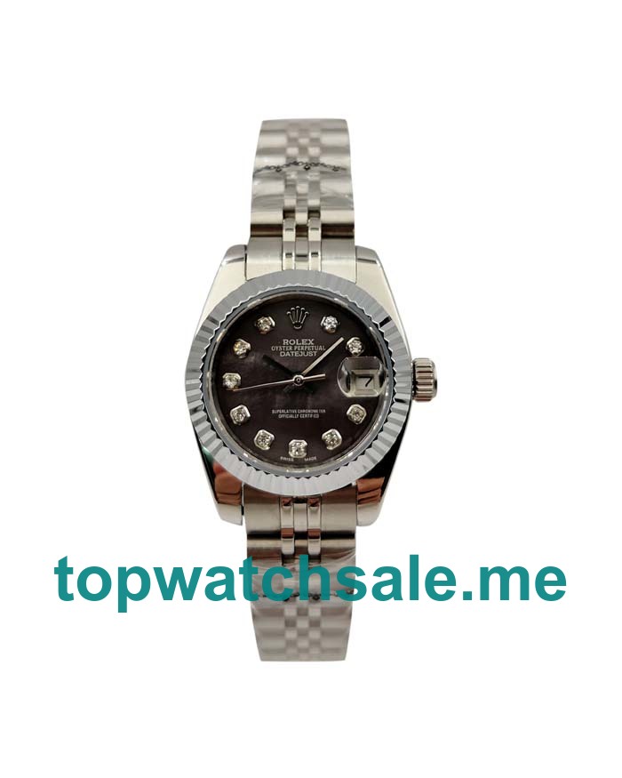 UK AAA Rolex Lady-Datejust 79174 26 MM Black Mother-Of-Pearl Dials Women Replica Watches