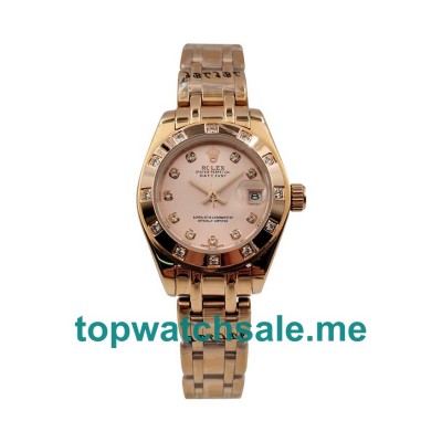 UK AAA Rolex Pearlmaster 80315 27 MM Pink Dials Women Replica Watches