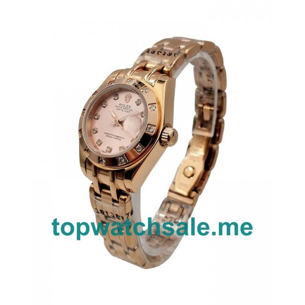 UK AAA Rolex Pearlmaster 80315 27 MM Pink Dials Women Replica Watches