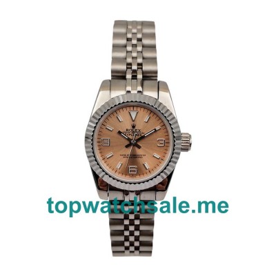 UK AAA Rolex Oyster Perpetual 76094 26 MM Salmon Dials Women Replica Watches