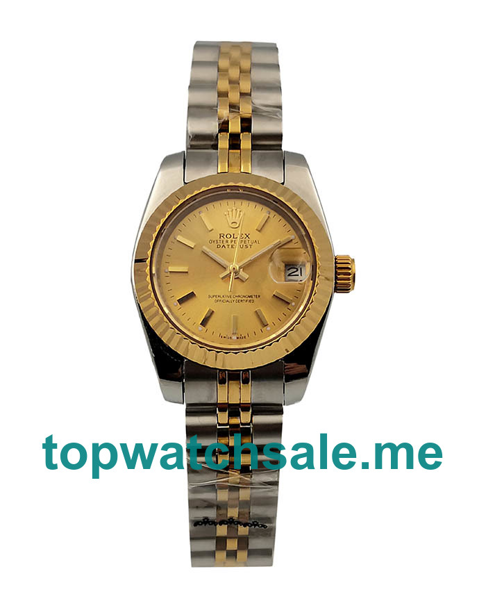 UK AAA Rolex Lady-Datejust 79173 26 MM Champagne Dials Women Replica Watches