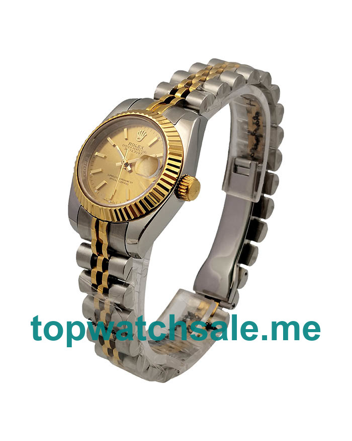 UK AAA Rolex Lady-Datejust 79173 26 MM Champagne Dials Women Replica Watches