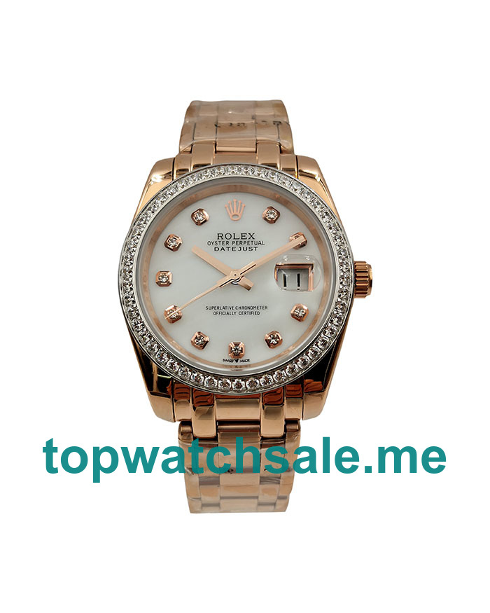 UK AAA Rolex Pearlmaster 81285 36 MM White Mother-Of-Pearl Dials Women Replica Watches