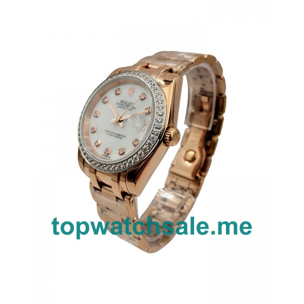 UK AAA Rolex Pearlmaster 81285 36 MM White Mother-Of-Pearl Dials Women Replica Watches