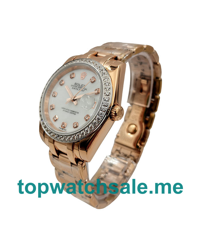 UK AAA Rolex Pearlmaster 81285 36 MM White Mother-Of-Pearl Dials Women Replica Watches