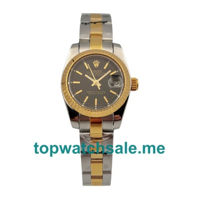 UK AAA Rolex Lady-Datejust 69173 26 MM Black Dials Women Replica Watches