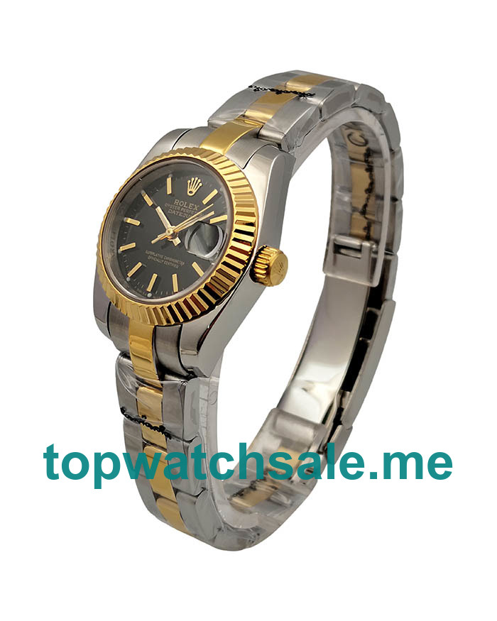 UK AAA Rolex Lady-Datejust 69173 26 MM Black Dials Women Replica Watches