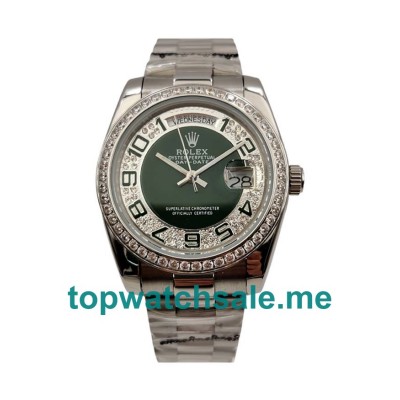 UK AAA Rolex Day-Date 118346 36 MM Green & Silver Dials Men Replica Watches