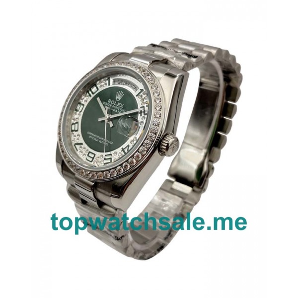 UK AAA Rolex Day-Date 118346 36 MM Green & Silver Dials Men Replica Watches