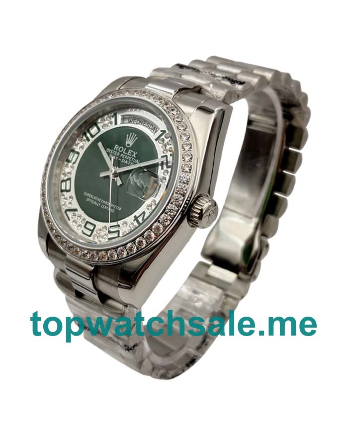 UK AAA Rolex Day-Date 118346 36 MM Green & Silver Dials Men Replica Watches