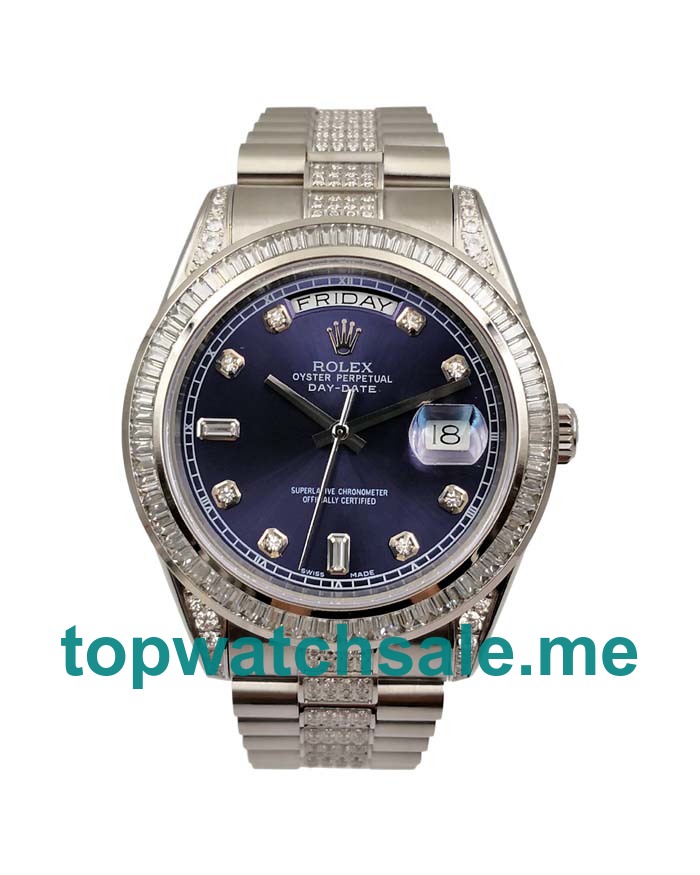 UK Swiss Made Rolex Day-Date 118346 41 MM Blue Dials Men Replica Watches