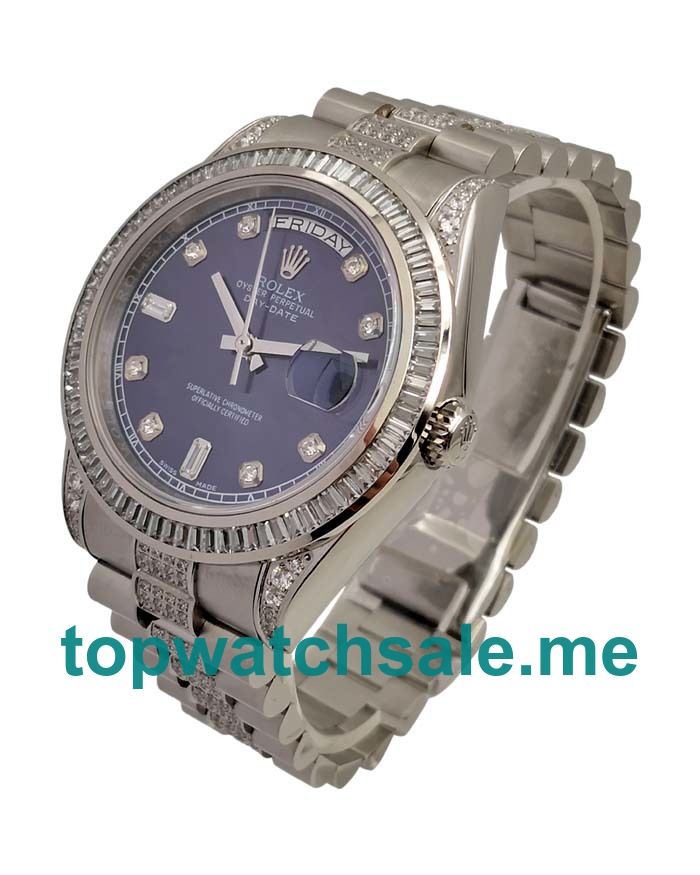 UK Swiss Made Rolex Day-Date 118346 41 MM Blue Dials Men Replica Watches