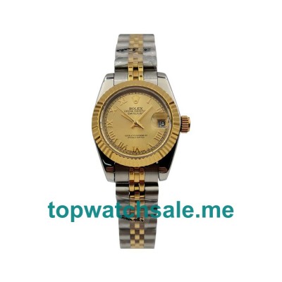 UK AAA Rolex Lady-Datejust 69173 26 MM Champagne Dials Women Replica Watches