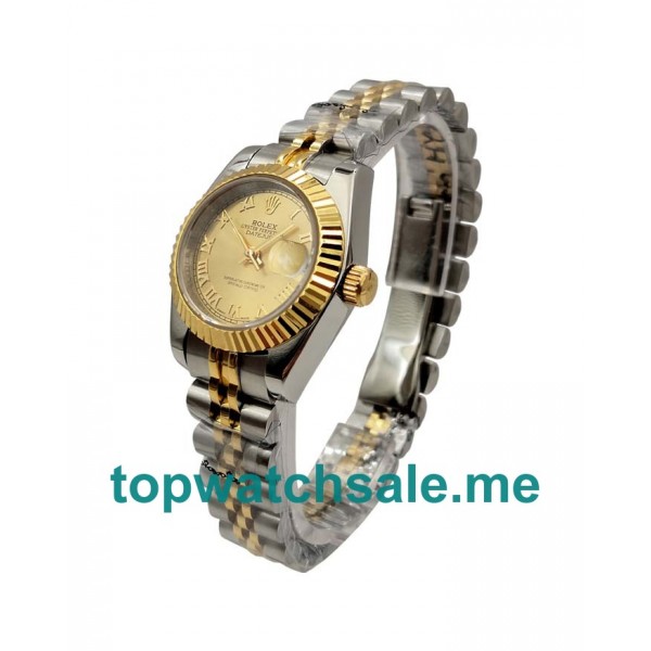 UK AAA Rolex Lady-Datejust 69173 26 MM Champagne Dials Women Replica Watches