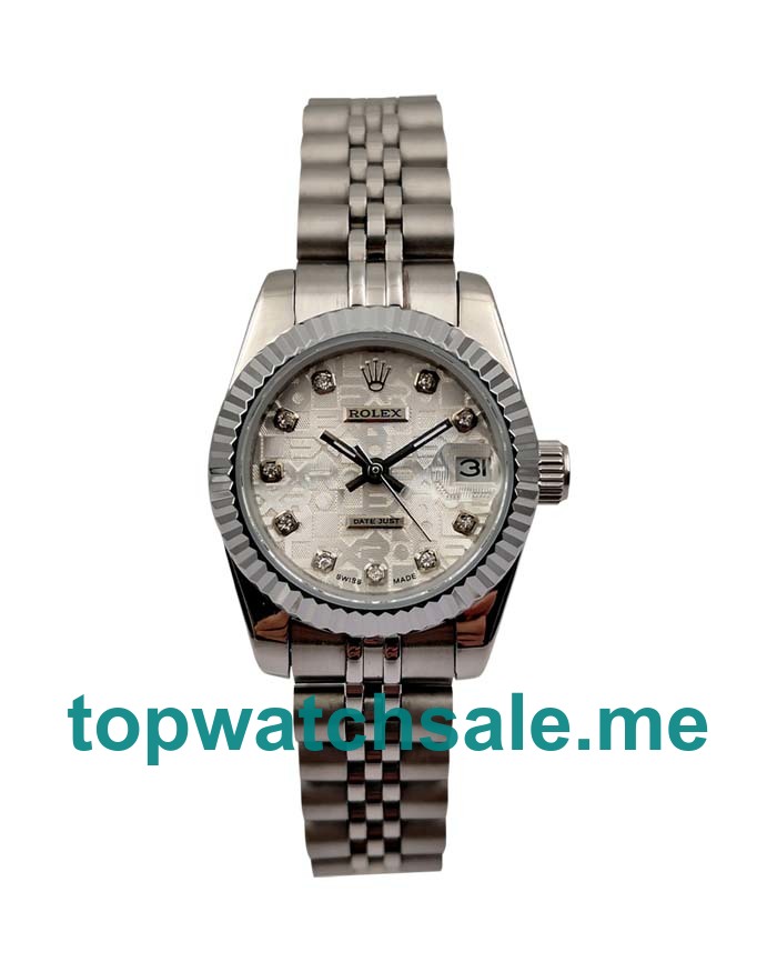 UK AAA Rolex Lady-Datejust 79174 26 MM Silver Dials Women Replica Watches