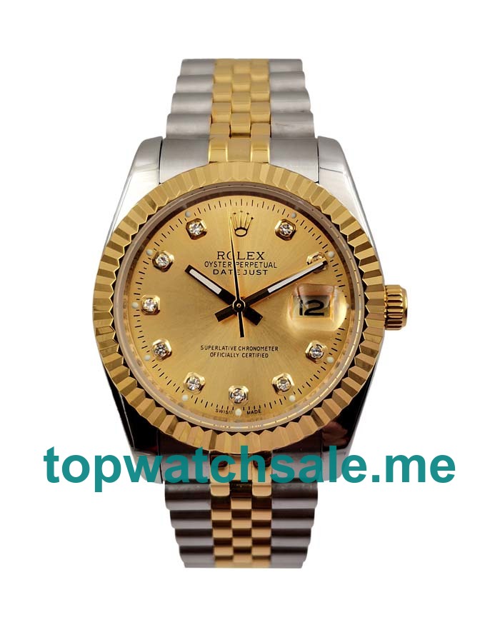 UK AAA Rolex Datejust 16233 36 MM Champagne Dials Men Replica Watches