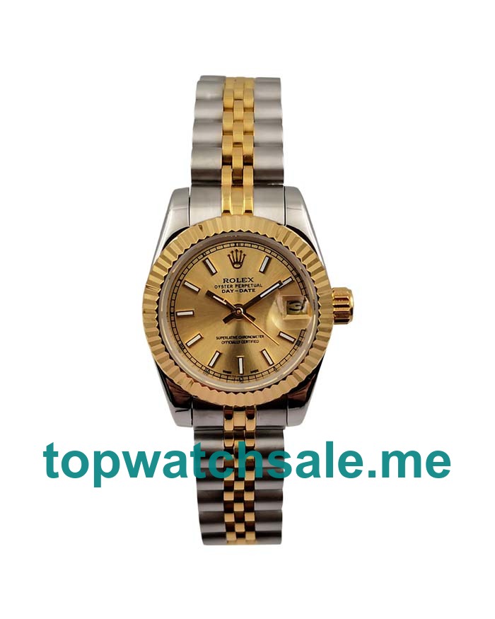 UK AAA Rolex Lady-Datejust 179173 26 MM Champagne Dials Women Replica Watches