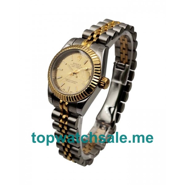 UK AAA Rolex Lady-Datejust 179173 26 MM Champagne Dials Women Replica Watches