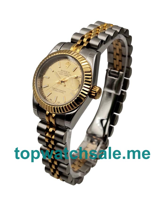 UK AAA Rolex Lady-Datejust 179173 26 MM Champagne Dials Women Replica Watches