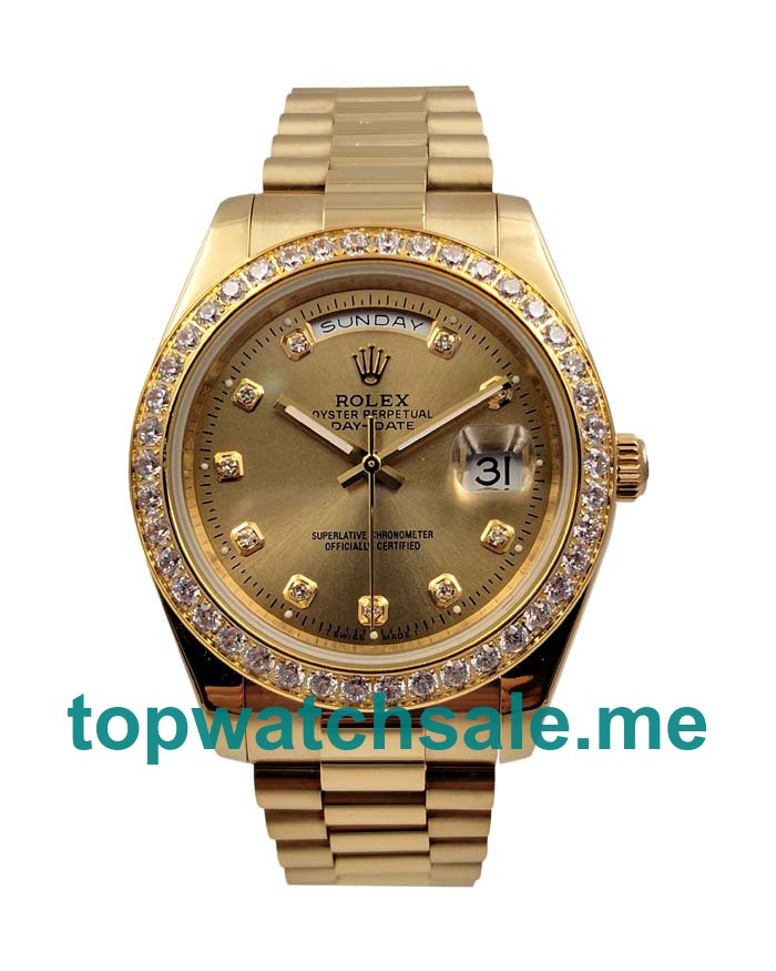 UK AAA Rolex Day-Date 218348 41MM Champagne Dials Men Replica Watches