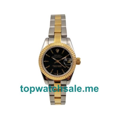 UK AAA Rolex Lady-Datejust 69173 26 MM Black Dials Women Replica Watches