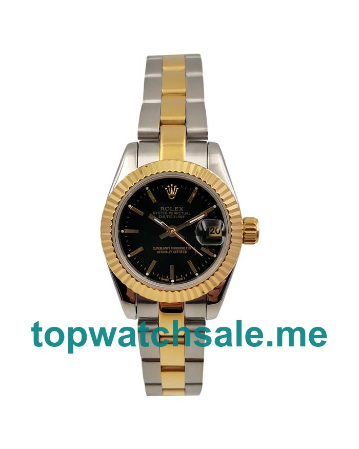 UK AAA Rolex Lady-Datejust 69173 26 MM Black Dials Women Replica Watches