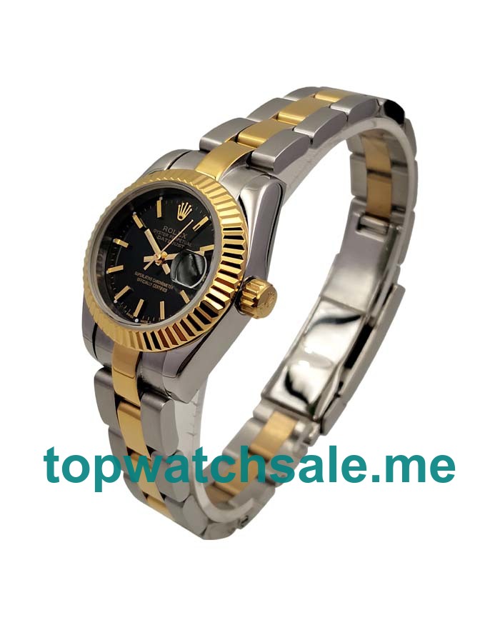 UK AAA Rolex Lady-Datejust 69173 26 MM Black Dials Women Replica Watches