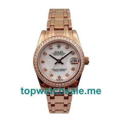 UK AAA Rolex Pearlmaster 81285 31 MM White Mother-Of-Pearl Dials Women Replica Watches