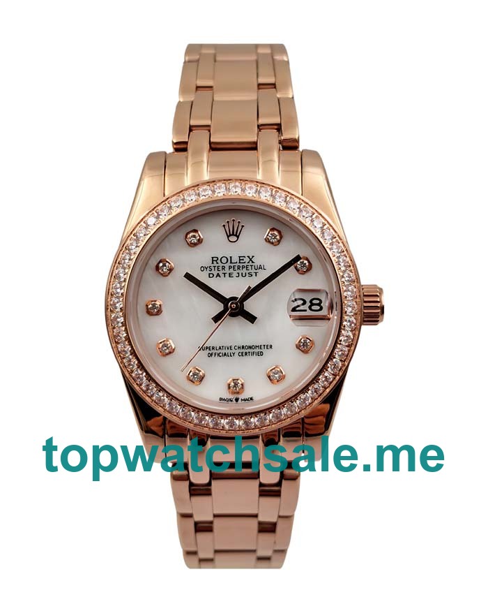 UK AAA Rolex Pearlmaster 81285 31 MM White Mother-Of-Pearl Dials Women Replica Watches