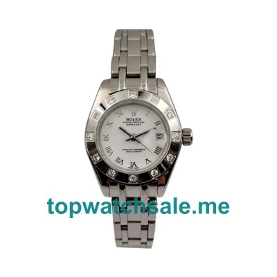 UK AAA Rolex Pearlmaster 80319 27 MM White Dials Women Replica Watches