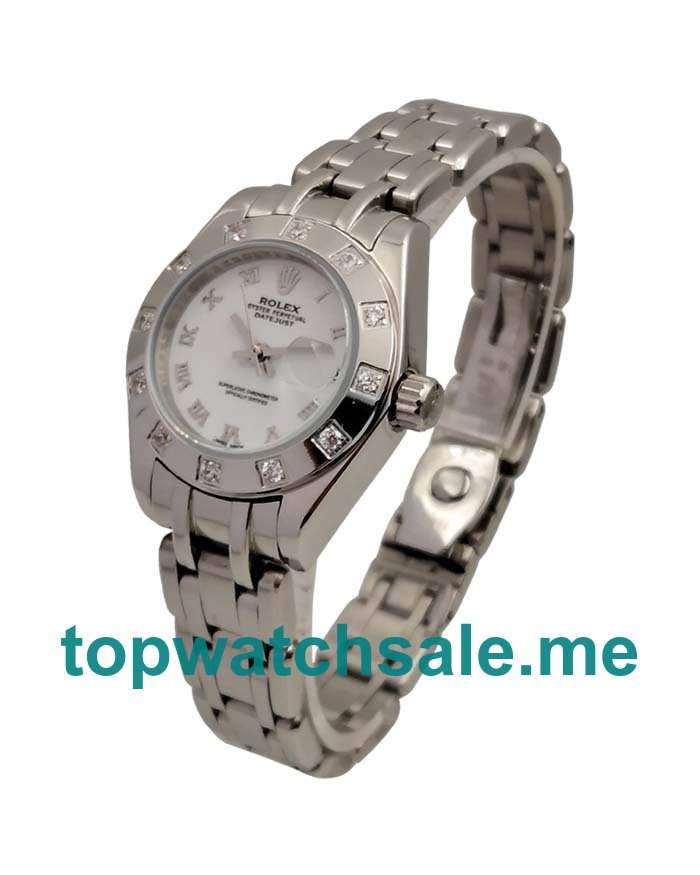 UK AAA Rolex Pearlmaster 80319 27 MM White Dials Women Replica Watches