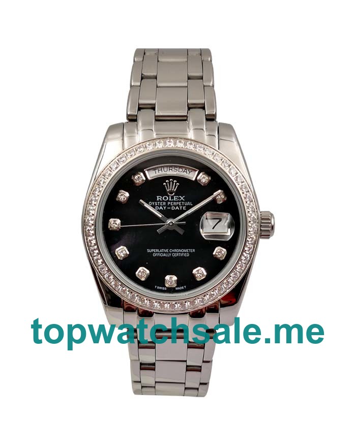 UK AAA Rolex Day-Date 118346 36 MM Black Dials Men Replica Watches