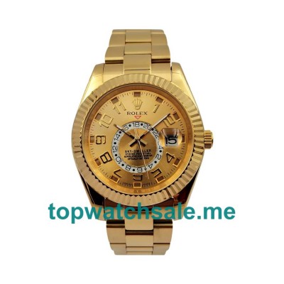 UK AAA Rolex Sky-Dweller 326938 42 MM Champagne Dials Men Replica Watches
