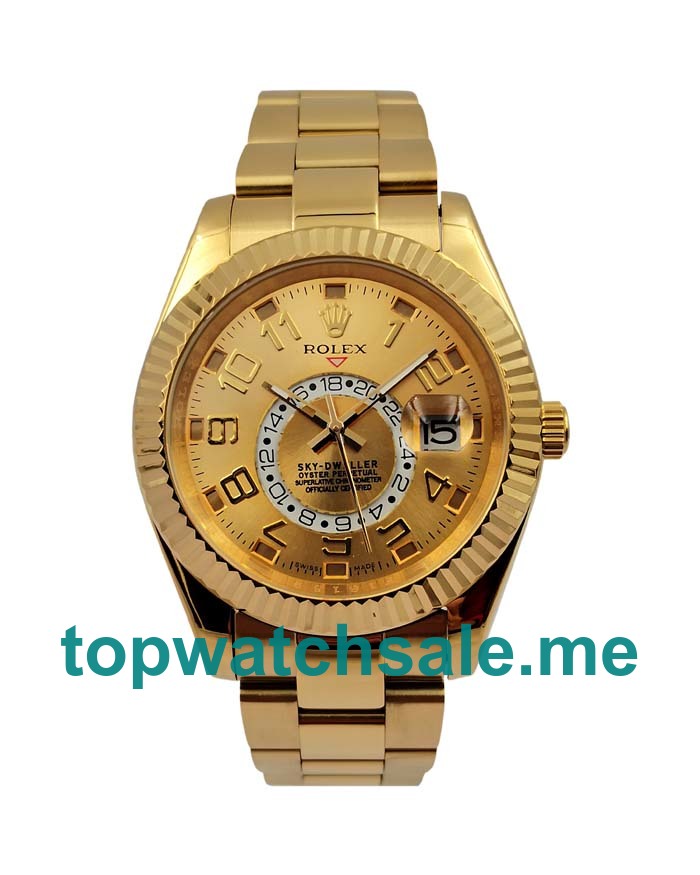 UK AAA Rolex Sky-Dweller 326938 42 MM Champagne Dials Men Replica Watches