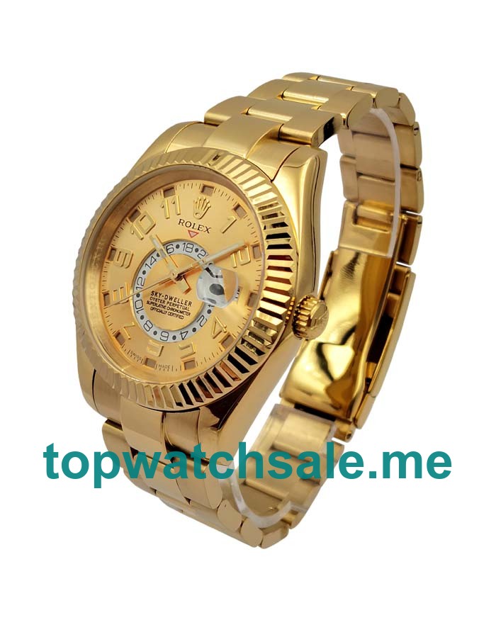 UK AAA Rolex Sky-Dweller 326938 42 MM Champagne Dials Men Replica Watches