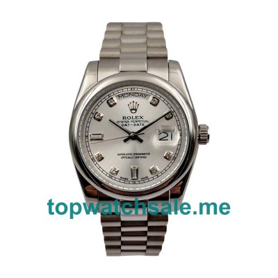 UK AAA Rolex Day-Date 118239 36 MM Silver Dials Men Replica Watches