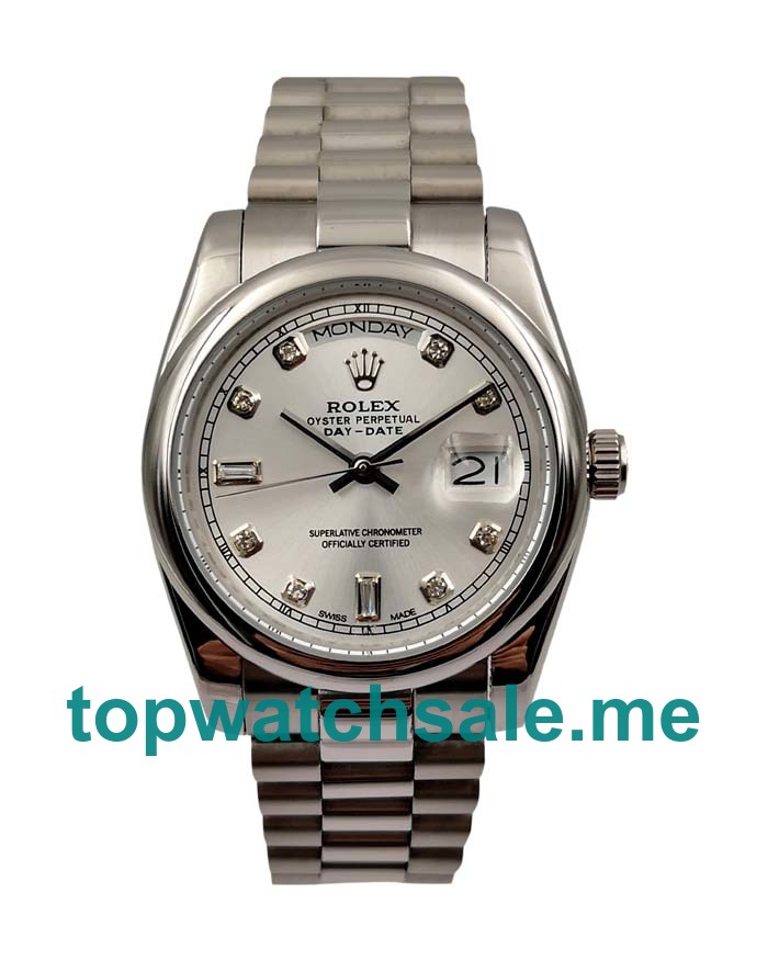 UK AAA Rolex Day-Date 118239 36 MM Silver Dials Men Replica Watches