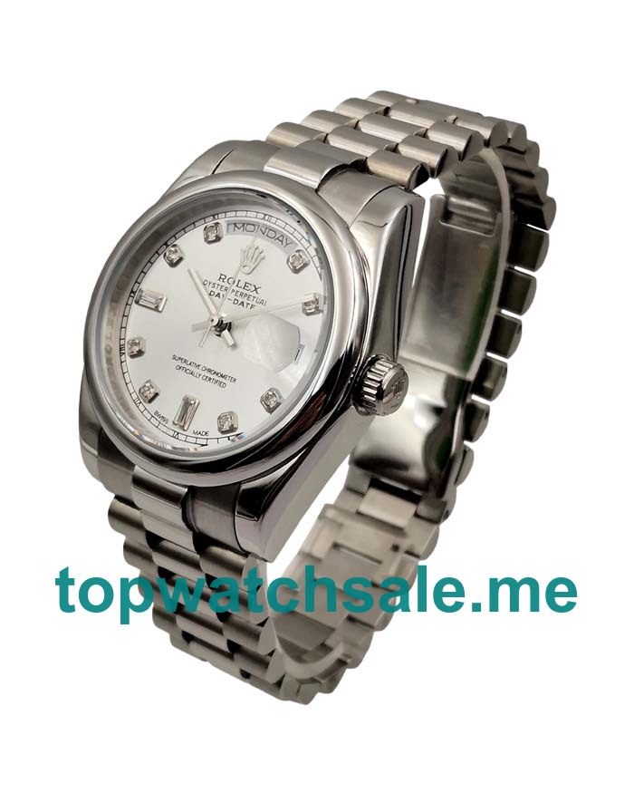 UK AAA Rolex Day-Date 118239 36 MM Silver Dials Men Replica Watches