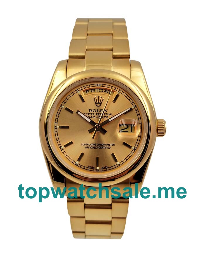 UK AAA Rolex Day-Date 118238 36 MM Champagne Dials Men Replica Watches